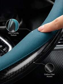Sarung Setir Serat Karbon & Kulit PU dengan Cincin Dalam Karet, Universal 14,5-15 Inci Anti Selip Bernapas, Pelindung Genggaman Elastis Dua Warna untuk Sedan, SUV, Truk, Mudah Dipasang, Aksesori Interior Otomotif - kulit serat karbon - View 7