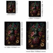 1pc Framed/Unframed Gothic Style Botanical Floral Beetle Pomegranate Canvas Poster, Dark Academia Floral Insect Wall Art Print, Minimalist Entryway/Entrance Aesthetic Decor Scroll Painting, Suitable For Dorm, Living Room, Bedroom Modern Home Decor - A - View 10