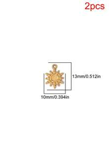 2pcs Stainless Steel Sun Pendant Findings 18K Gold Plated Fashion Turquoise Sun Charms For DIY Jewelry Making Accessories - Pendants - View 15