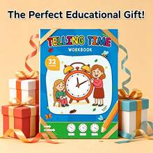 32-Page Telling Time Workbook Educational Gift For Kids,Analog Clock Practice Screen Free Learning For Kids Time Recognition With Coloring&Matching Games Clock Learning Workbook For Kids Age 3-6 - Clock - View 3