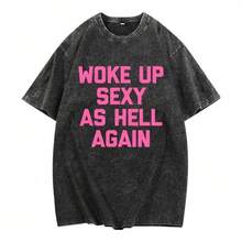 Camiseta unisex 100% algodón lavado vintage, estampado anime estilo Y2K, diseño moderno de moda, tacto suave y confortable, corte holgado, ideal para uso diario y excelente opción de regalo. - Negro - Ver 1