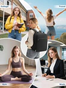 Travel Backpack For Men, Casual Middle School Student Backpack, Multi-Layer Black Backpack, Large Capacity Backpack, 15.6-Inch Laptop Backpack, Outdoor Commuter Backpack, Multi-Functional New Style Luggage Bag, Business Fashion Backpack, Teacher Classroom Document Backpack, Back To School Backpack - Multicolor - View 10