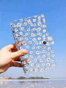 1 pieza Carpeta de hojas sueltas de PVC transparente con clip de papel de margarita pequeña A5, cuaderno de contabilidad de presupuesto impermeable, artículos de papelería esenciales para volver a la escuela, adecuado para almacenar fotos, pegatinas, tarjetas, recibos, facturas, notas, coleccionables, exámenes y fotografías. Artículos de papelería para volver a la escuela, adecuado para uso en el hogar, la oficina y los viajes, también adecuado para el almacenamiento de álbumes de fotos hechos a mano. - Multicolor - Ver 1