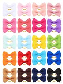 10/20/40pcs Random Color Pet Ribbed Elastic Hair Ties Cute Hair Accessories Suitable For Daily Pet Use - Multicolor - View 3