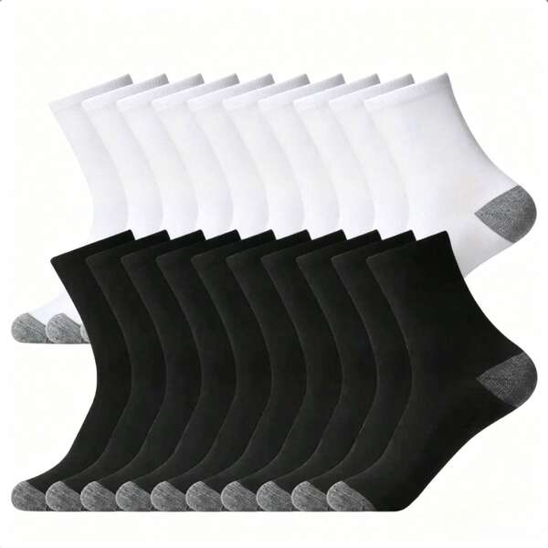 OBOVAY 20 Pairs Men's Breathable Moisture-Wicking Comfortable Sports & Casual Crew Socks, Suitable For All Seasons, Available In 1/3/5/6/9/10/15/30 Pairs