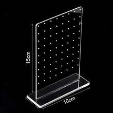 72-Hole Earring Holder, Acrylic Stud Earring Stand, Transparent Acrylic Earring & Lip Piercing Display Rack, Jewelry Display Stand, Storage Organizer, Women's Travel Essential, Back To School Dorm Storage, All-Season Desktop Decor - Transparent - View 3