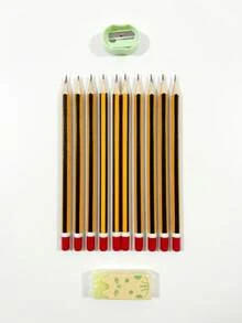 1/5/10pcs Pre-Sharpened HB Wooden Pencils, Classic Yellow Drawing Pencils With Red Decorative Tip. Ideal Student Stationery For Writing, Sketching, Art & Office. Back-To-School Classroom Supplies. - Multicolor - View 3