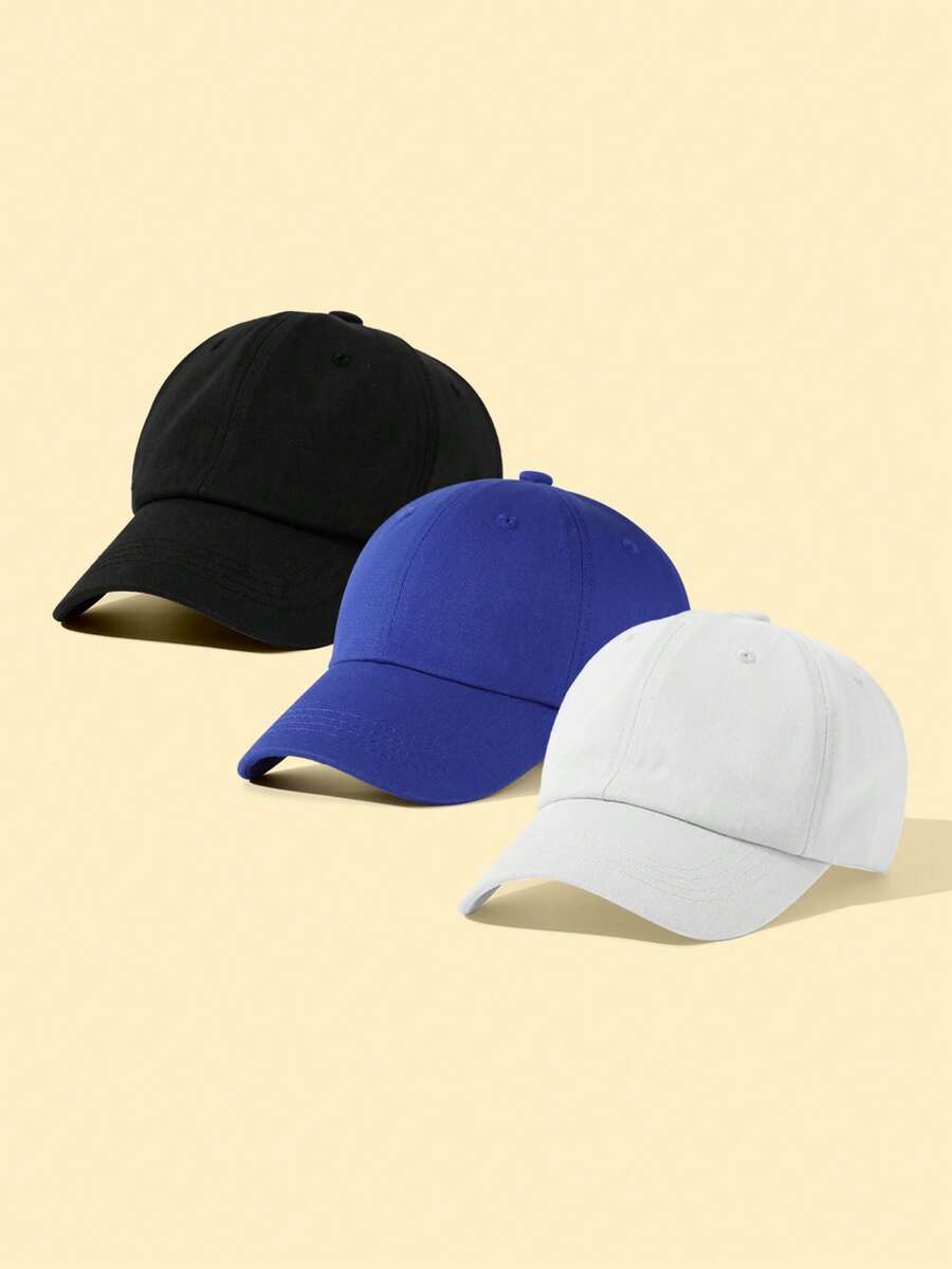3 piezas Gorra de béisbol clásica y simple de protección solar de un solo color para bebés/niños - Multicolor - Ver 1