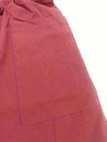 New 2026 Model: [Drawstring Shorts] 2-Piece Women's Casual Shorts Set With Drawstring And Pockets In Solid Color - Blue+Orange - View 4