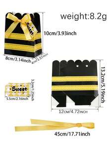 1set Black And Yellow Striped Bee Candy Gift Box Set, Outdoor Wedding Favors, Wedding Seat Decoration Ornaments, Wedding Party Packaging Boxes, Summer Party Candy Storage Boxes, Baby Shower Favor Bags, Anniversary Celebration Small Gifts, Table Centerpiece Decorations, Gift Packaging Bags, Holiday Party Decorations - Multicolor - View 10