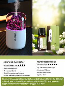 Volcano Shaped 180ml Car Humidifier: Ultrasonic 2-In-1 (Aromatherapy + Humidification), Fine Mist, LED, USB, Quiet, Compact. Suitable For 6 Essential Oils. Options: 1 Bottle Essential Oil + 1 Unit / 1 Unit - Black and White - View 18