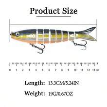 1pc/5pcs 13.3cm 19g 7-Joint Multi-Segment Fish Lure With Built-In Rattle, ABS Hard Bait, Sinking S-Curve Swimming Lure, Freshwater And Saltwater Universal For Topmouth, Bass, Pike, Bionic Fish Bait - A - View 3