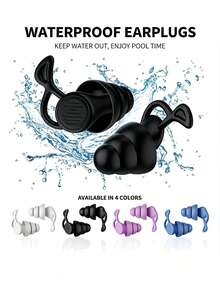 1 par de tapones para los oídos de silicona reutilizables, reducción de ruido, bloqueo de ronquidos & natación cómoda, descanso nocturno tranquilo, adecuado para natación, deportes acuáticos, viajes - Multicolor - Ver 2