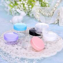 Mini Transparent Cream Jar With Transparent Lid, Plastic Cosmetic Empty Sample Jar, Small Cosmetic Sample Container, Multi-Color Cream, Lotion, Lipstick, Eyeshadow, Nail Powder, Jewelry, Powder Cake, Etc., Portable Reusable Travel Essential, Empty Sample Bottle - Pink - View 6