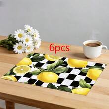 1/2/4/6/8入 水果印花餐墊，18"*12"(45*30cm)，2款檸檬/草莓，100%聚酯纖維，防水、防污耐熱、可機洗、耐用，適用於居家/餐廳/民宿 - 彩色 - 查看 19
