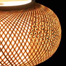 ZHFEISY Hanging Lamp Wicker Basket Ceiling Light Shade Natural Bamboo Pendant Lampshade - default - View 9