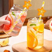 16PCS Star Fruit Shaped Decorative Paper Straws, Tropical Fruit Style, Suitable For Summer Party, Hawaiian Theme Event, Birthday Party, Picnic, Camping, Pool Party, Ideal Choice For Beverage Straws (Random Assortment) - View 10