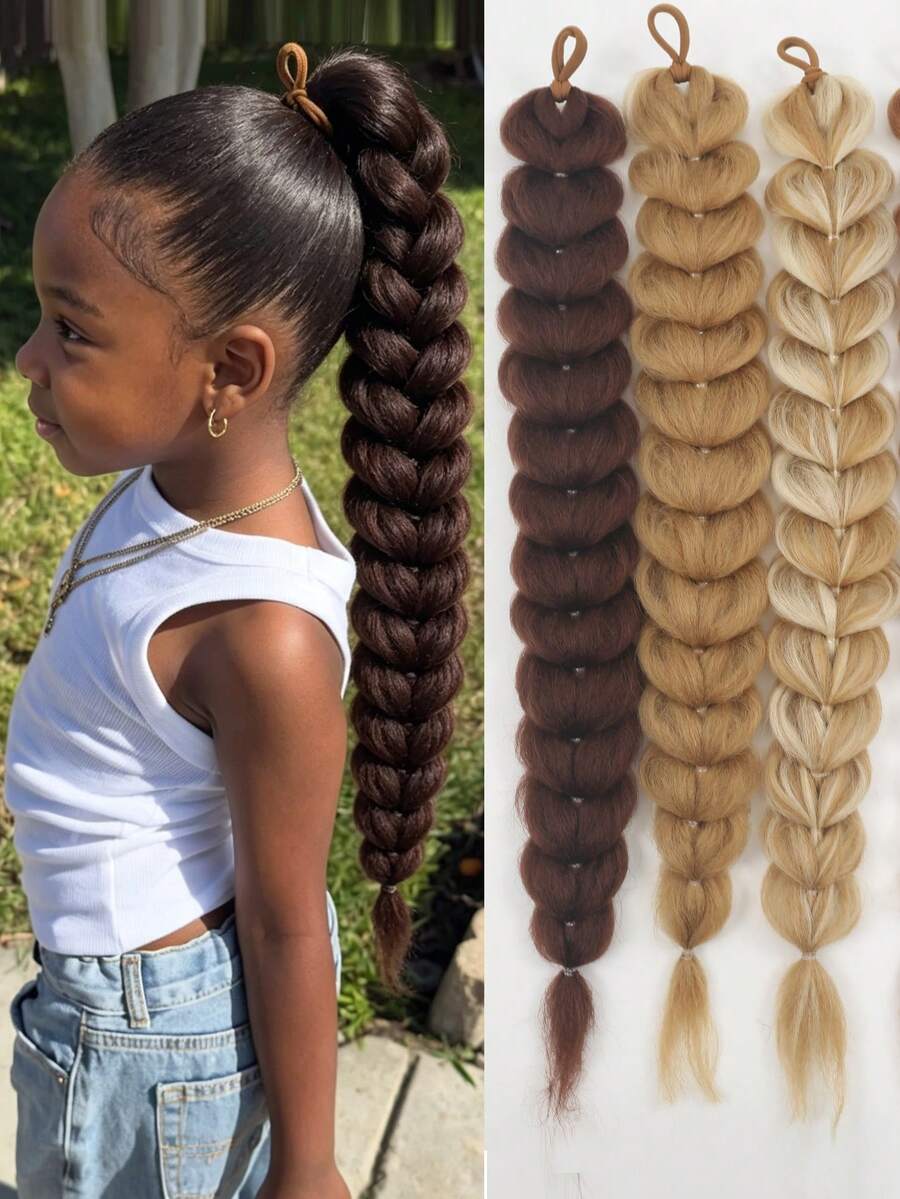 1PC Ponytail Synthetic Braided Hair 24inch Long Ponytail For Kids Girls Halloween Christmas