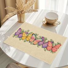 1pc/4pcs/6pcs/8pcs Butterfly Table Mat, Breakfast Mat, Coffee Bar Mat, All-Season Decorative Mat, Washable Table Mat, Room Decor, Kitchen Table Mat, Indoor/Outdoor Party Decor, Home Decor, Ideal Gift - Multicolor - View 5