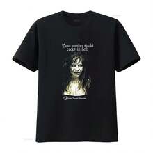 Camiseta vintage de la película Gabber Horror de los años 90, diseño Exorcist de Rotterdam, talla XL, color negro, con la frase Tu madre consigue consoladores en el infierno, estilo vintage, - Multicolor - Ver 1