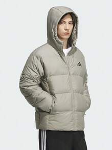 Adidas Casual Comfortable Outdoor Windproof Warm American Style Hooded Short Puffer Down Jacket For Men - Gray-green - View 1