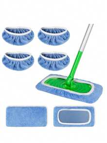 1/2/4 Peças Panos de Mop Reutilizáveis, Capas de Mop Plano Seco & Úmido, Panos Laváveis para Limpeza de Piso de Madeira: Durável, Altamente Absorvente, Adequado para Limpeza Seca & Úmida, Cabeça do Mop Não Incluída, Ferramenta Eficiente para Cuidados com o Piso | Superfície Detalhada | Material Altamente Absorvente, Suprimentos de Limpeza, Essenciais para Camping, Suprimentos Domésticos - Multicolorido - Visão 4
