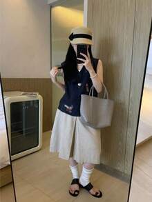 Women Blouses & Shirts - Navy Blue - View 2