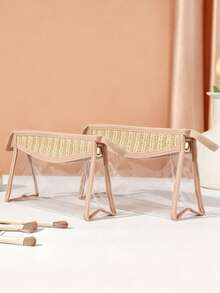 New Cross-Border Women's Handheld Cosmetic Organizer Bag Transparent Toiletry Storage Bag - Beige - View 3