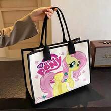 Miniso Bolsa de lona con personaje Fluttershy base beige para uso diario & compras - Negro - Ver 6