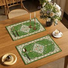 1pc Persian Style Placemat, Breakfast Mat, Coffee Mat, Coaster Set, Bowl & Plate Mat, Home Decor, Kitchen Accessory, Easy To Clean Placemat, Suitable For Home, Kitchen, Dining Room Table Decor, Holiday Gift, Multi-Piece Combination Set, Linen Placemat - Multicolor - View 2