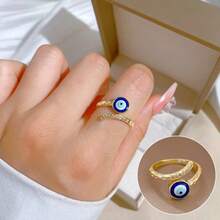Süßer, cooler Stil verstellbarer offener Ring, vielseitiges Design für den täglichen Arbeitsweg, atmosphärisches Nischen-Geschenk, das Frieden symbolisiert - Gold - Übersicht 5