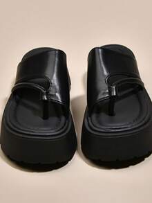 2026 Summer Women Platform Slide Sandals, Two Toe Cross Straps Wave Wedge Sole With Soft Cushion Insole, Minimalist Cool Shoes For Beach Date School D - Black - View 10