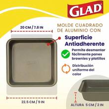 Molde para Hornear De 20x 20 Recubrimiento Antiadherente Molde para Brownies Postres Pan Molde para Pastel Molde de Aluminio para Hornear Platillos Dulces y Salados 1 Pieza - plateado - Ver 2