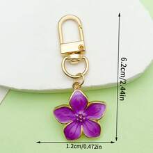 1pc Multicolor Cherry Blossom Keychain, Enamel Floral Pendant, Handbag Charm, Back To School Gift - Multicolor - View 7