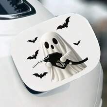 1pc Halloween Theme Ghost Bat Black Cat Creative Car Sticker, Easy To Apply And Not Easy To Fall Off, Covers Flaws And Prevents Scratches, Suitable For Cars, Fuel Tank Covers, Smooth Surfaces, Halloween Decoration Decal - Fuel Tank Sticker - View 1