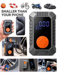 Portable Air Pump Mini Bicycle Pump With Built-In LED Light Suitable For Car/Motorcycle/Bicycle Tire Inflation Car Accessories/Car Essentials/Gift 7.4V 2000mAh - Multicolor - View 14