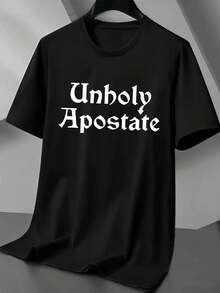 Men's Gothic Graphic T-Shirt With Slogan, Quality Fabric, Crew Neck, Loose Fit, Comfortable, Art Print, New Arrival - 黑色 - 查看 1