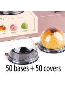 100/50pcs Gold Dessert Cake Boxes, Gold Pudding Boxes, Transparent Mousse Cake Boxes, Suitable For Wedding, Christmas Gifts, Also Suitable For Cake, Candy And Chocolate Packaging, Ideal Choice For Wedding, Party And Gifts, - Multicolor - View 14