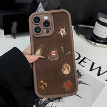 Tema nocturno espacial de Brown Domofunda de teléfono Fundas compatibles con ,Apple,VIVO,OPPO,,, y Honor.Fabricadas en silicona TPU,ofrecen protección contra golpes y caídas.correa para celular - Marrón - Ver 1