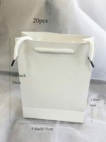 7.87x5.9x3.15 英吋 5/10/20入迷你禮品袋附提把，特小號禮品包裝紙袋，適用於派對小禮、生日禮物、嬰兒洗禮、婚禮、慶祝、畢業、節日（白色） - 白色 - 查看 7