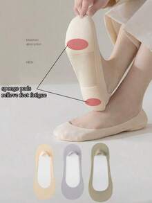 Women's Solid Color Invisible Boat Socks For Daily Wear, Suitable For High Heels - Multicolor - View 5