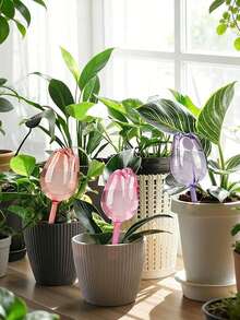 1/5/10 piezas Globos de autorriego con forma de tulipán, con diseño de boca estrecha para prolongar el tiempo de goteo, adecuados para plantas en macetas de interior y exterior, cestas colgantes, herramientas de jardinería y accesorios para el cuidado del césped, globos de riego para plantas, artículos esenciales para el jardín exterior - Multicolor - Ver 6