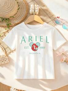 Disney Beautiful And Adorable Mermaid Print T-Shirt - Featuring Ariel And Her Friends, A Comfortable Crew-Neck, Short-Sleeve Top - White - View 2