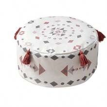 MOCOFO Puf D45 x H20 cm Scandinavian Simplicity Cojín de piso con estampado geométrico - Rojo - Ver 9