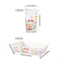 24pcs Red Flower On White Background Disposable Tableware Set, Including 7/9 Inch Paper Plates, Paper Cups, Food Boxes, Popcorn Boxes, Suitable For Birthday Party, Holiday Party, Gathering, Celebration, Wedding Tea Party, Graduation Ceremony - Multicolor - View 9