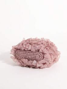 Sac seau en organza tissé à la main de style doux avec plis d'ourlet de robe de fée, sac bandoulière croisé avec chaîne à franges, convient pour les vacances et le shopping - Parme - Voir 7