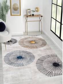 Alfombra de pasillo y alfombra de área antideslizante y lavable con impresión digital para sala de estar, diseño moderno | Estilos moderno, escandinavo, bohemio y clásico | 100% poliéster - Blanco Crema - View 6