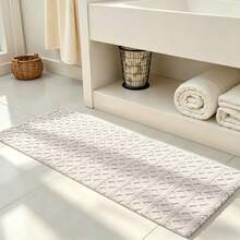 1pc Nordic Style 3D Jacquard Bathroom Rug, Creamy Style Home Bedroom Living Room Laundry Room Entryway Decorative Carpet, Soft Skin-Friendly Comfortable Foot Feel Easy To Clean Door Mat, Soft Bedside Decorative Rug, Home Decor Room Decoration, Light Luxury INS Style Home Decor Mat, Skin-Friendly Breathable Easy To Clean - Beige - View 12