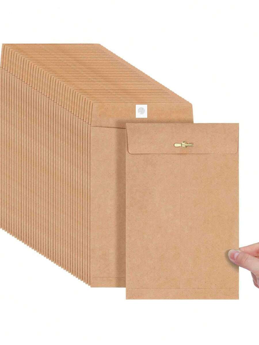20pcs - Vintage Chinese Style Kraft Paper Iron Buckle Envelope Bags Suitable For Letters, Invitations, Weddings, Birthdays, Christmas Invitations And Other Creative Invitation Envelopes - Brown Envelope - View 1