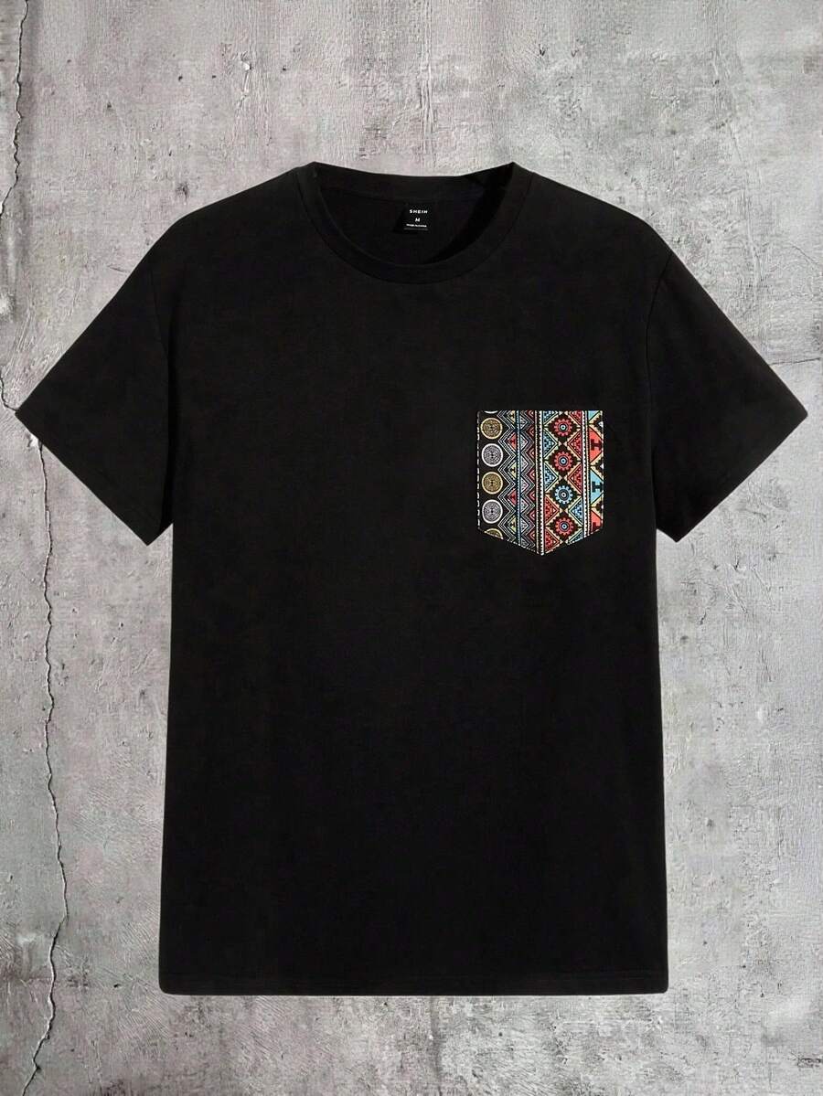 [Free 3-Day Delivery]Maglietta Casual Da Uomo A Girocollo, A Maniche Corte, Slim Fit - Style1 - View 1